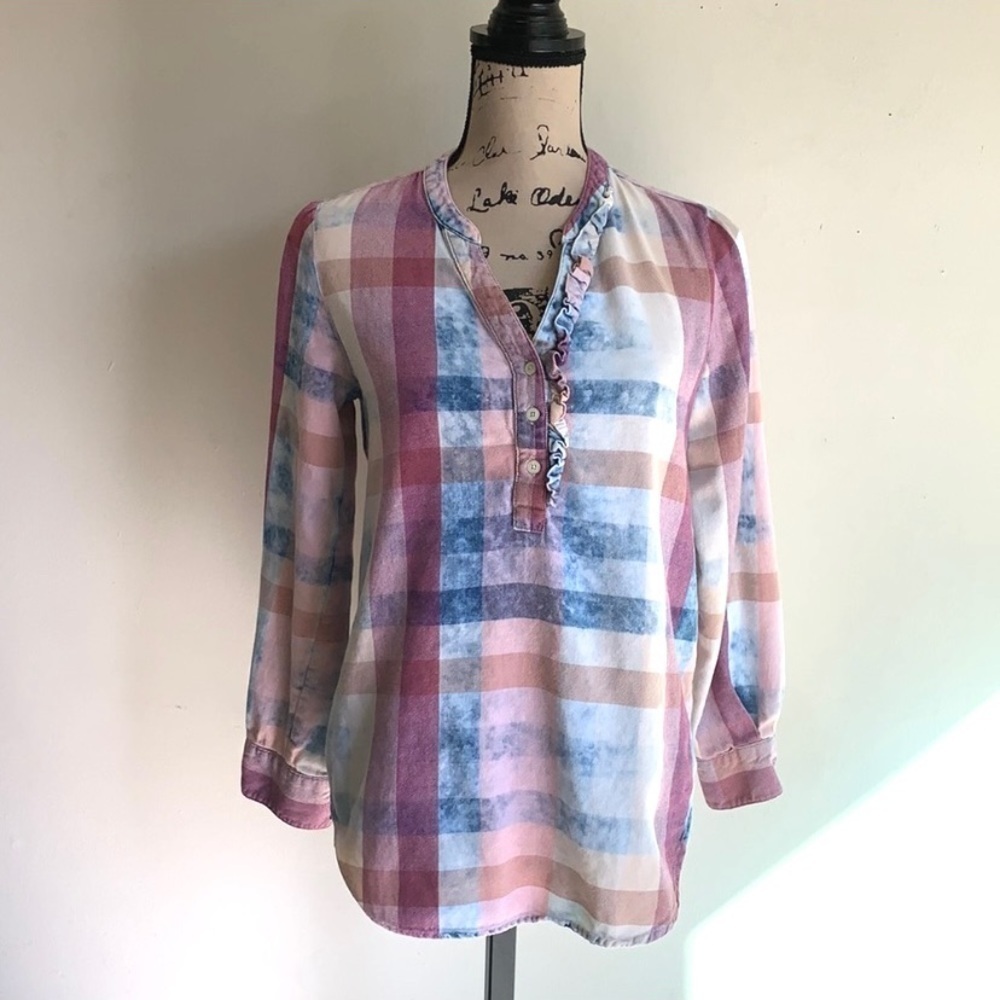 Isabella Sinclair Bleach Plaid Pullover Top - Picture 3 of 10